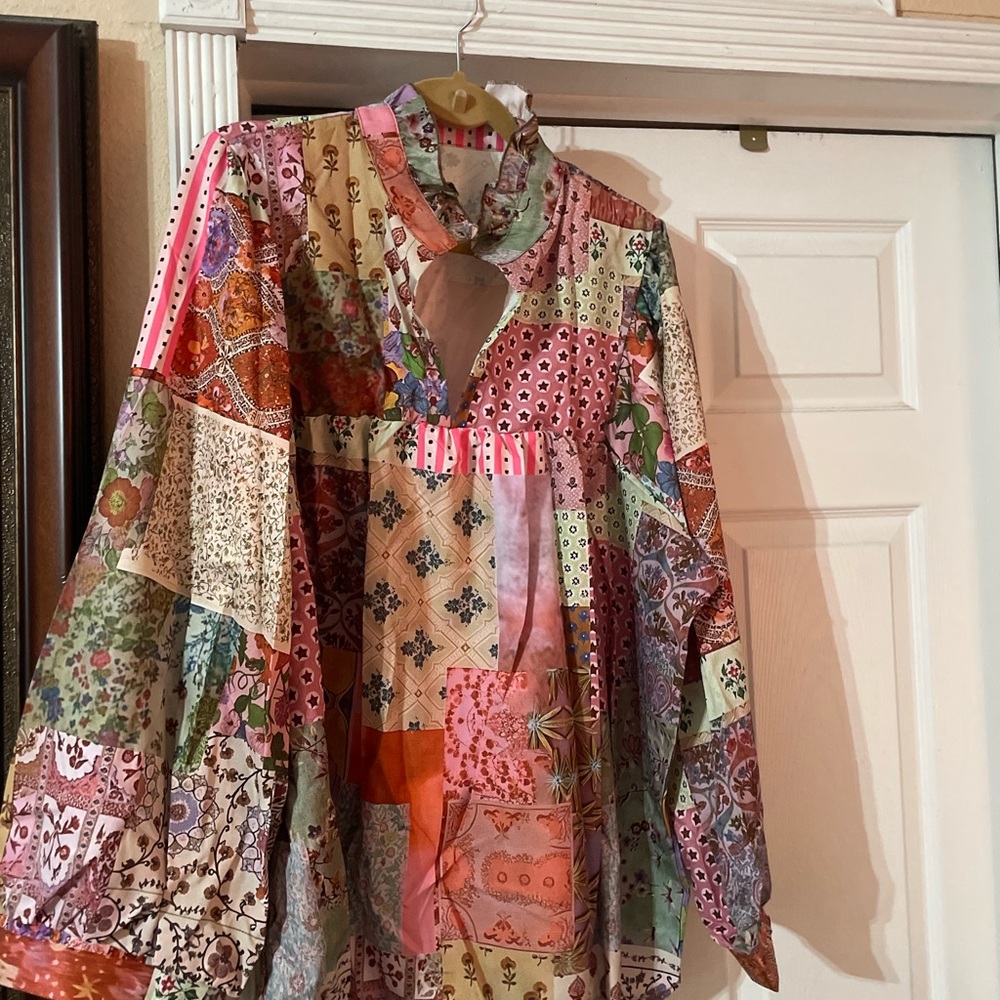 Boutique Nwt Multicolor Patchwork Blouse Size 5x … - image 2